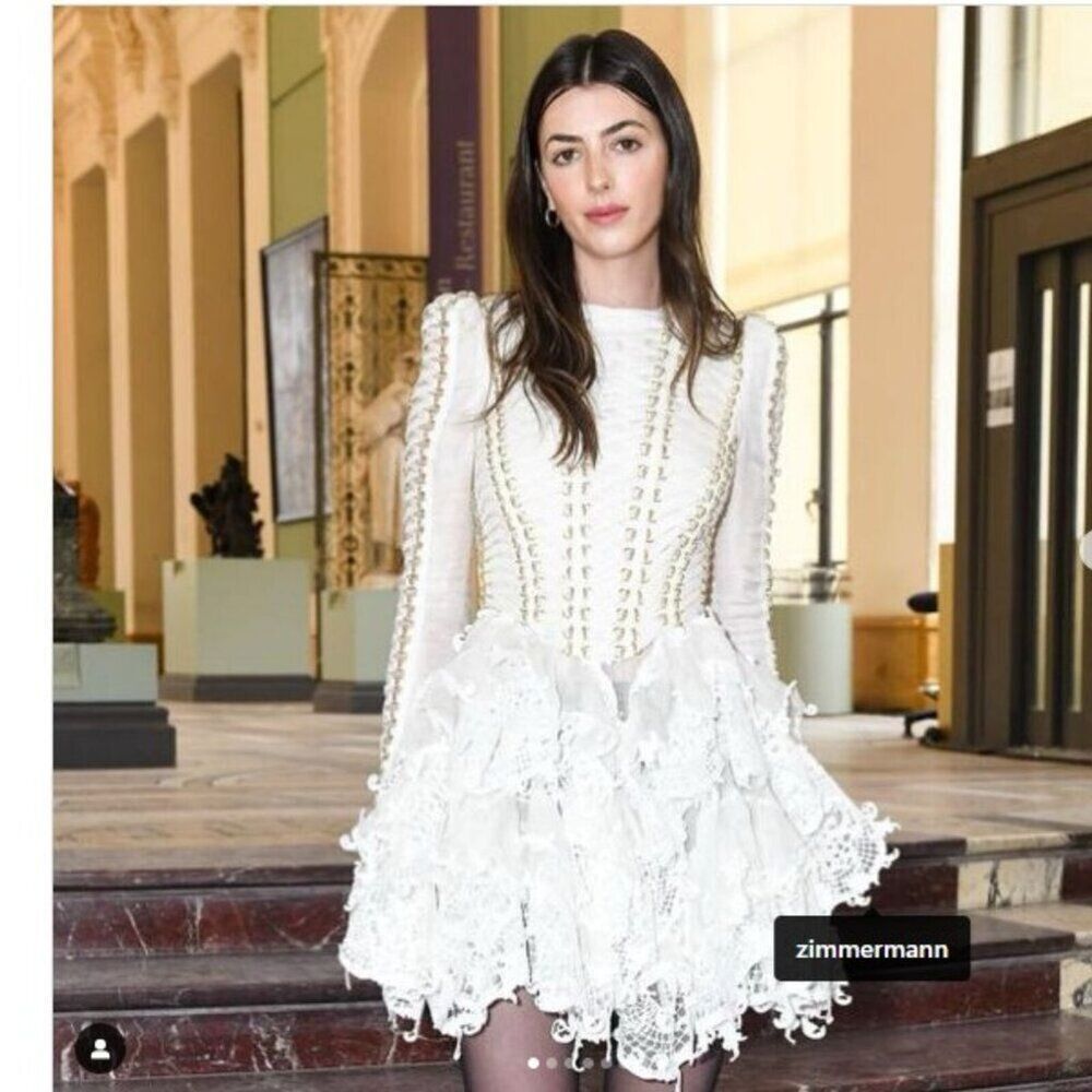 NWT. $3750 Zimmermann Runway Coaster Corset Laced Mini Dress ZM 3, US 10 white